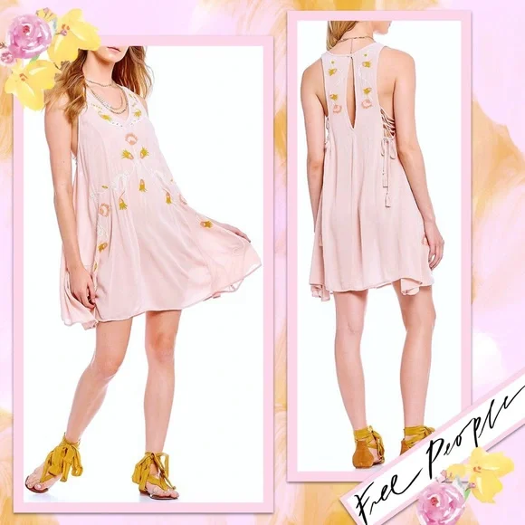 Free People Adelaide Festival Slip Dress - Pink L